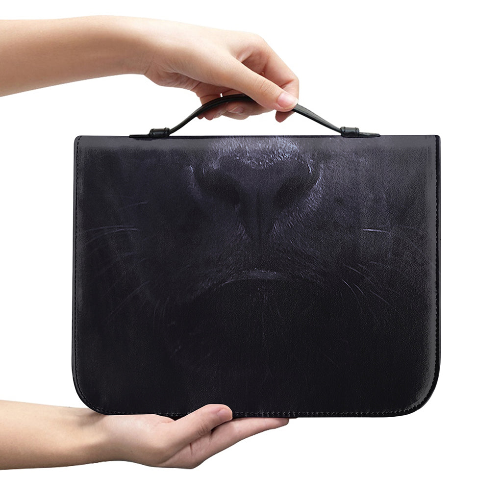 Black Jaguar Print Leather Bible Cover