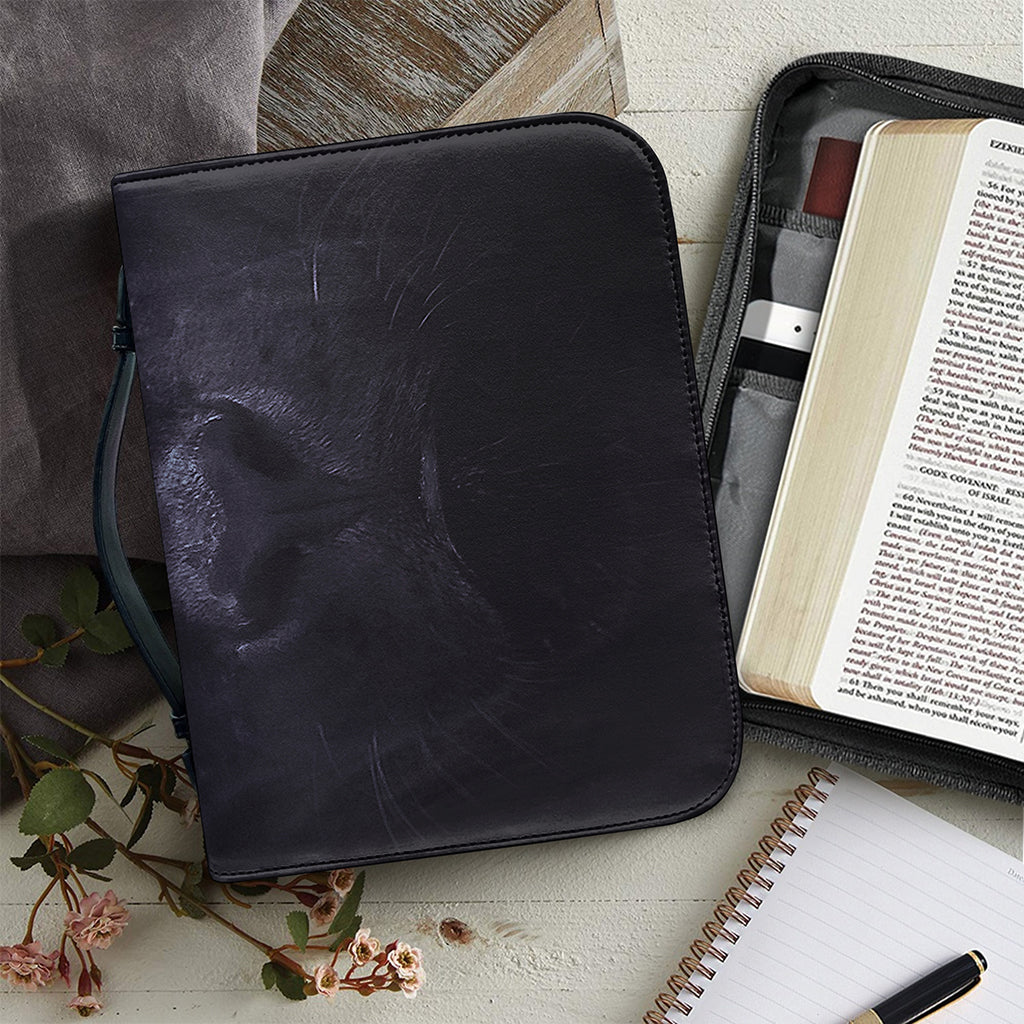 Black Jaguar Print Leather Bible Cover