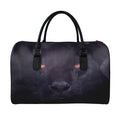 Black Jaguar Print Leather Duffel Bag