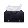 Black Jaguar Print Leather Tissue Box Cover
