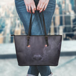 Black Jaguar Print Leather Tote Bag