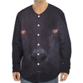 Black Jaguar Print Long Sleeve Baseball Jersey