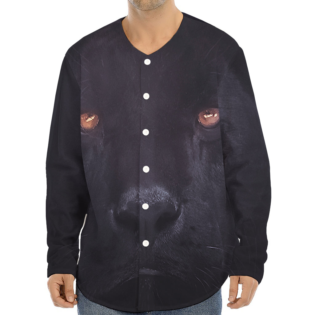 Black Jaguar Print Long Sleeve Baseball Jersey