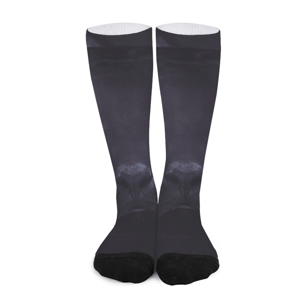 Black Jaguar Print Long Socks