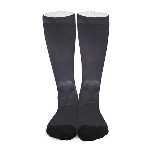 Black Jaguar Print Long Socks