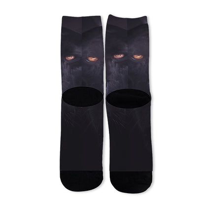 Black Jaguar Print Long Socks