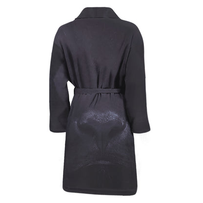 Black Jaguar Print Men's Bathrobe