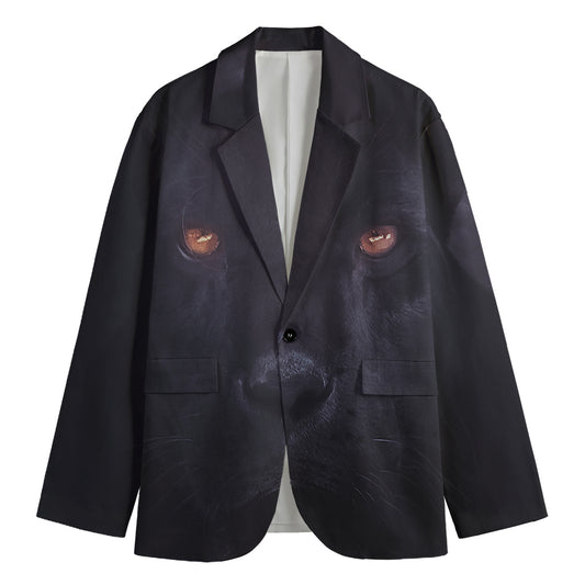Black Jaguar Print Men's Blazer