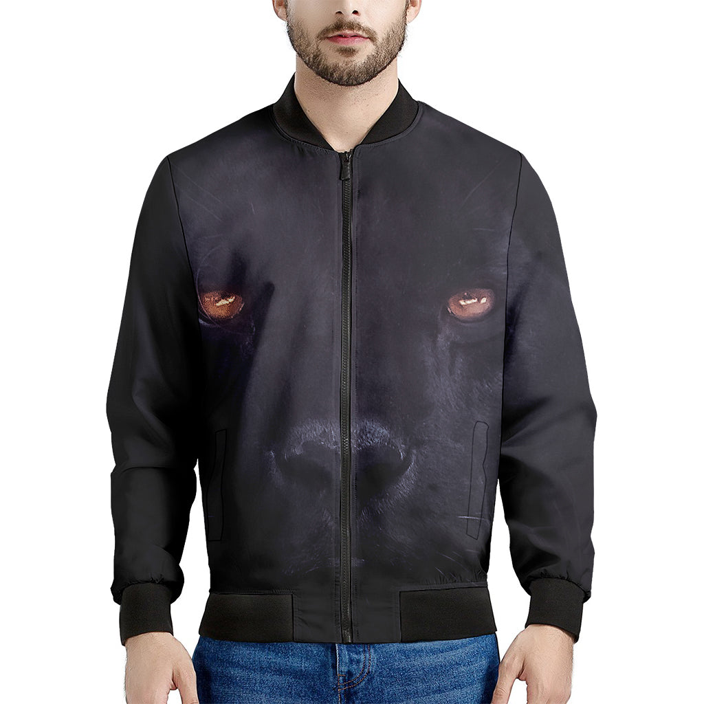 Black Jaguar Print Men's Bomber Jacket