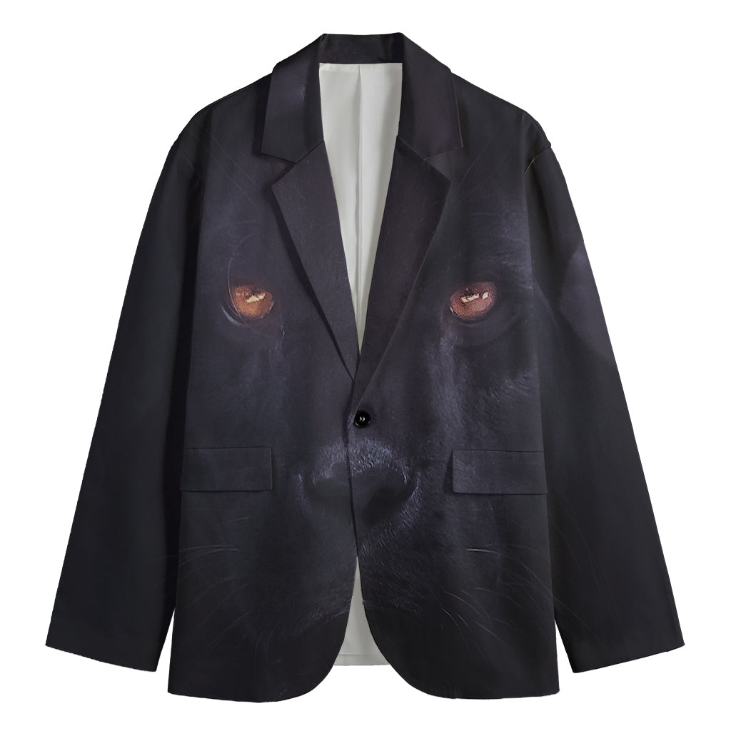 Black Jaguar Print Men's Cotton Blazer