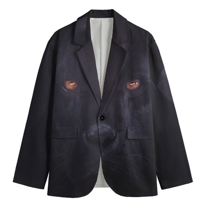 Black Jaguar Print Men's Cotton Blazer