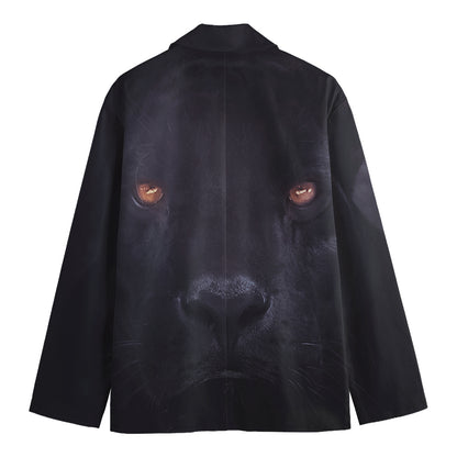 Black Jaguar Print Men's Cotton Blazer