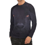 Black Jaguar Print Men's Long Sleeve Rash Guard