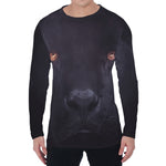 Black Jaguar Print Men's Long Sleeve T-Shirt