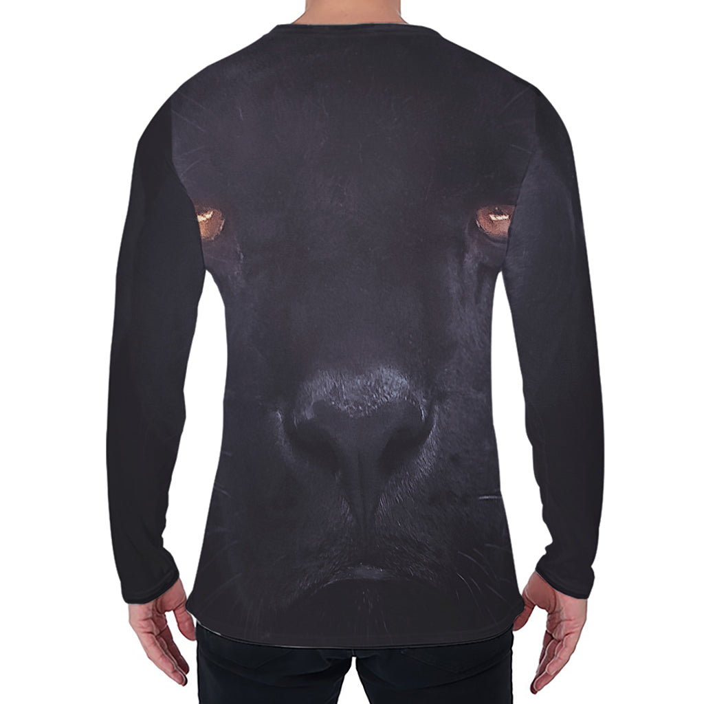 Black Jaguar Print Men's Long Sleeve T-Shirt