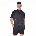 Black Jaguar Print Men's Rompers
