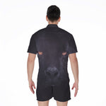 Black Jaguar Print Men's Rompers