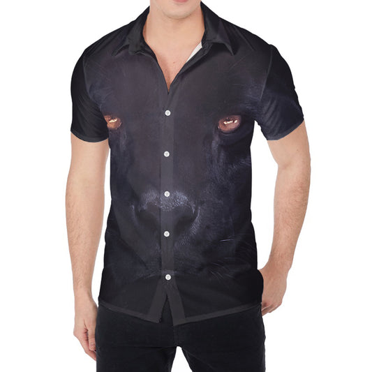Black Jaguar Print Men's Shirt