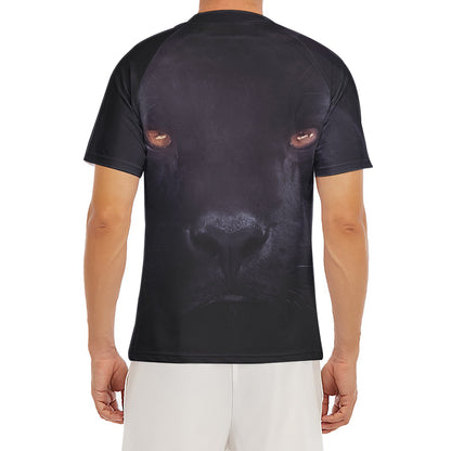 Black Jaguar Print Men's Short Sleeve Rash Guard