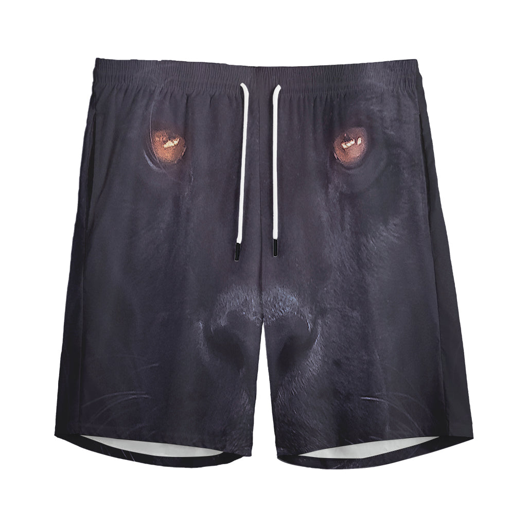 Black Jaguar Print Men's Sports Shorts