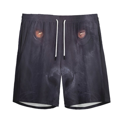 Black Jaguar Print Men's Sports Shorts