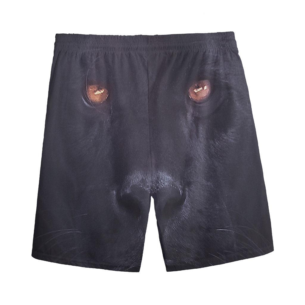 Black Jaguar Print Men's Sports Shorts