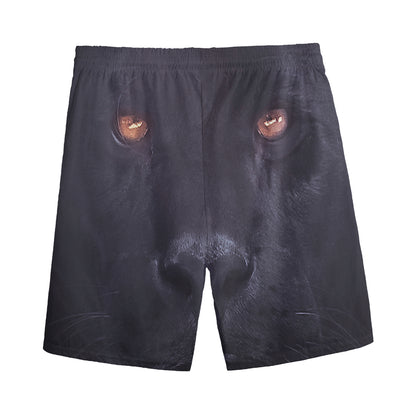 Black Jaguar Print Men's Sports Shorts