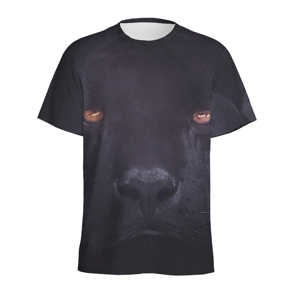 Black Jaguar Print Men's Sports T-Shirt