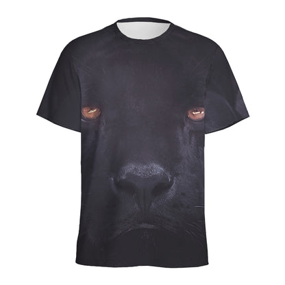 Black Jaguar Print Men's Sports T-Shirt