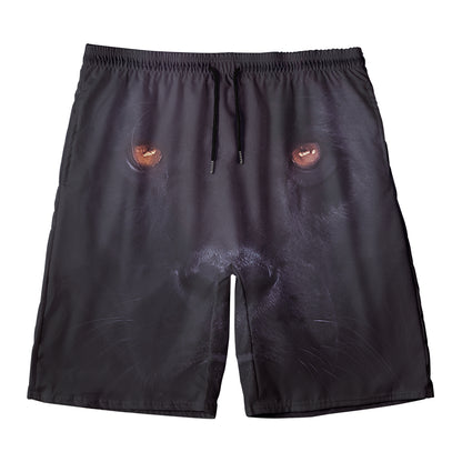 Black Jaguar Print Men's Swim Trunks