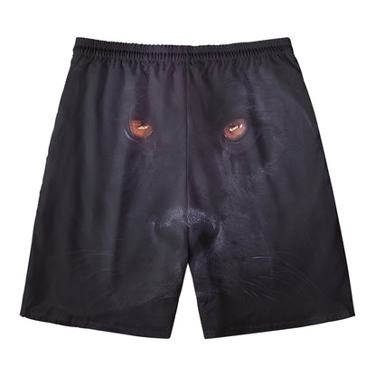Black Jaguar Print Men's Swim Trunks