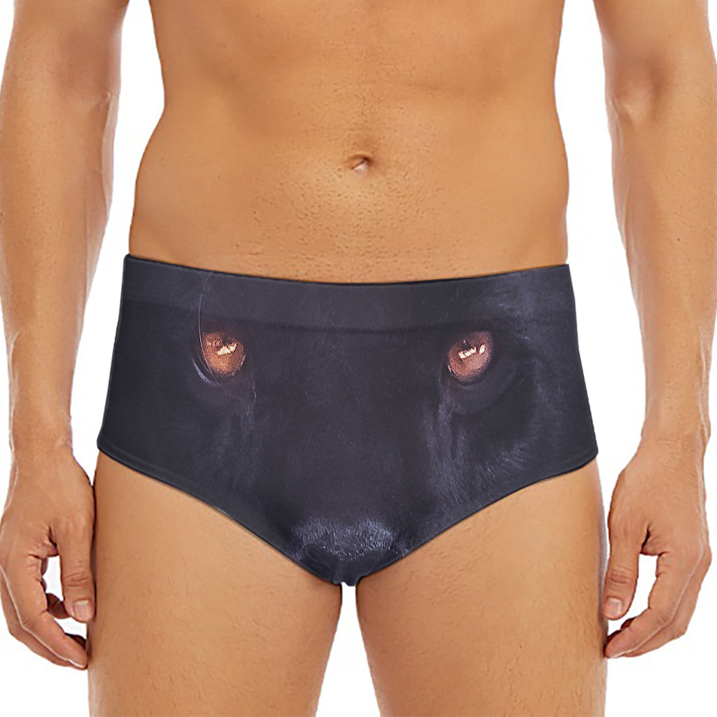 Black Jaguar Print Men's Triangle Swim Briefs