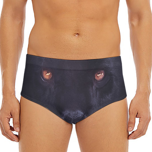 Black Jaguar Print Men's Triangle Swim Briefs