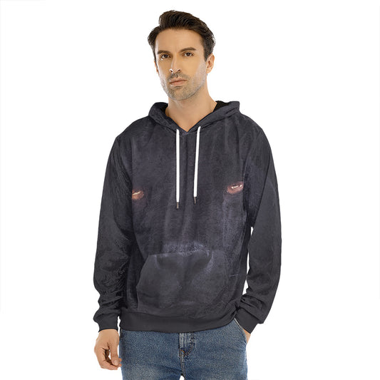 Black Jaguar Print Men's Velvet Pullover Hoodie