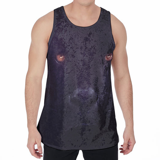 Black Jaguar Print Men's Velvet Tank Top