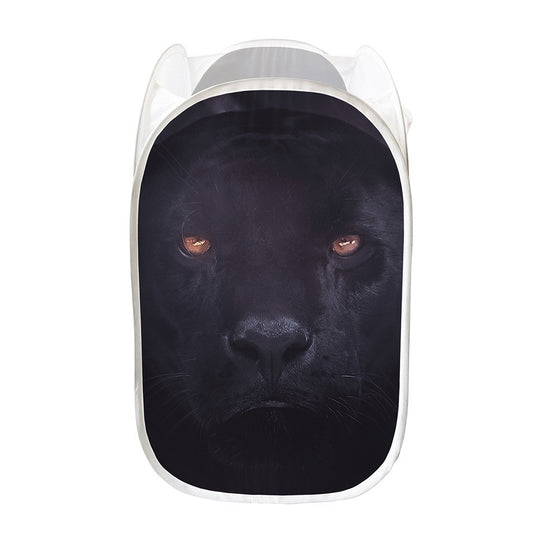 Black Jaguar Print Mesh Laundry Hamper