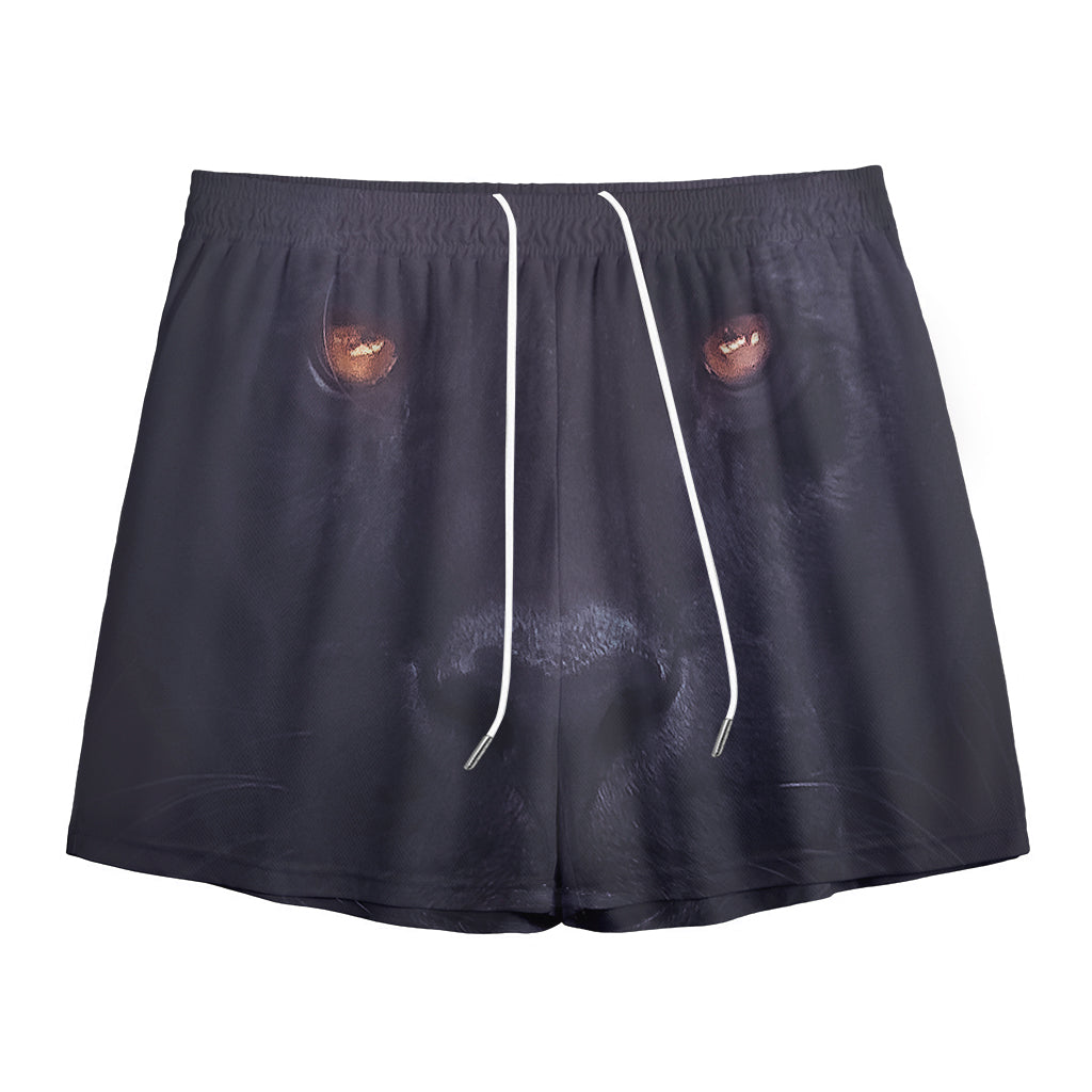 Black Jaguar Print Mesh Shorts
