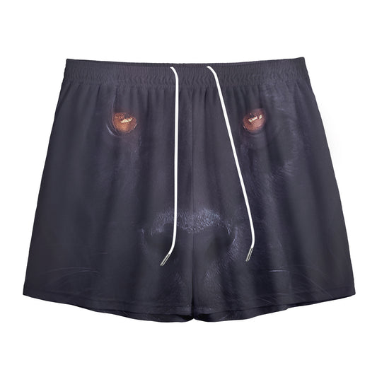 Black Jaguar Print Mesh Shorts