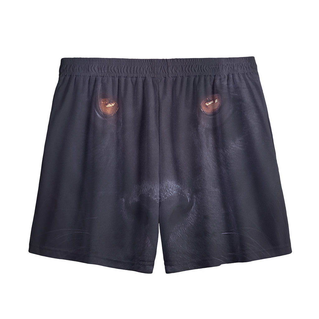Black Jaguar Print Mesh Shorts