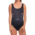 Black Jaguar Print One Piece Swimsuit