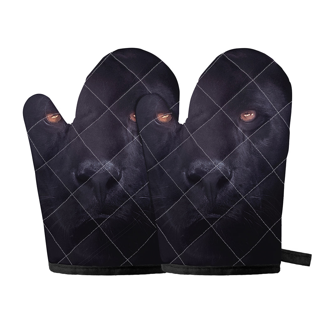 Black Jaguar Print Oven Mitts