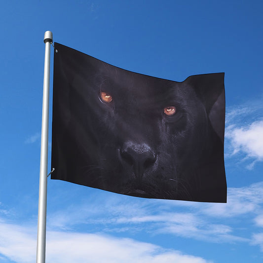 Black Jaguar Print Polyester Flag