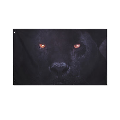 Black Jaguar Print Polyester Flag
