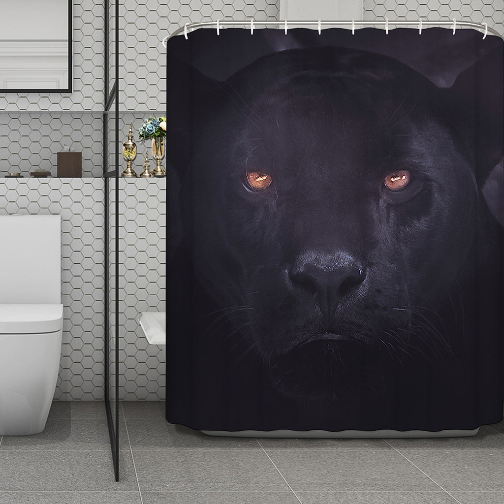 Black Jaguar Print Polyester Shower Curtain
