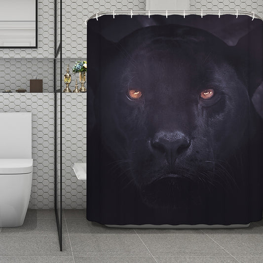 Black Jaguar Print Polyester Shower Curtain