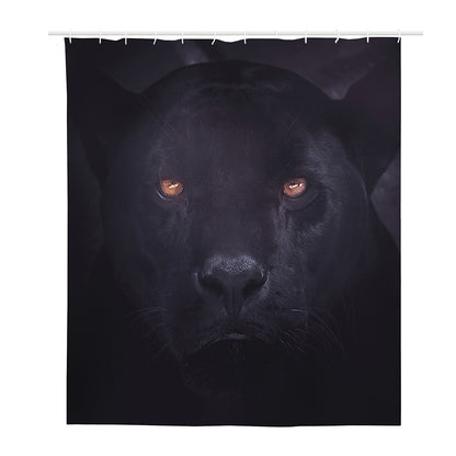 Black Jaguar Print Polyester Shower Curtain