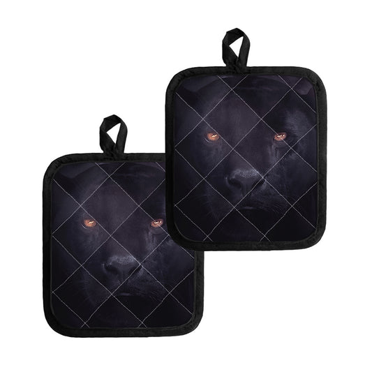 Black Jaguar Print Pot Holders