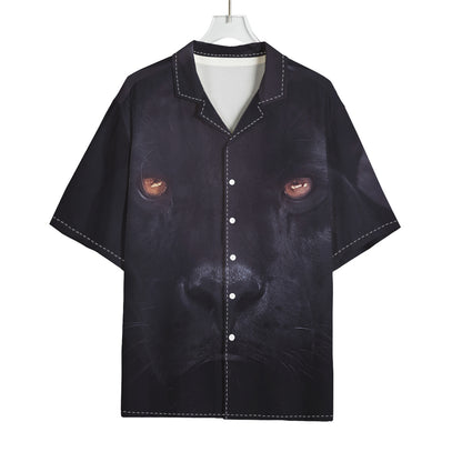 Black Jaguar Print Rayon Hawaiian Shirt