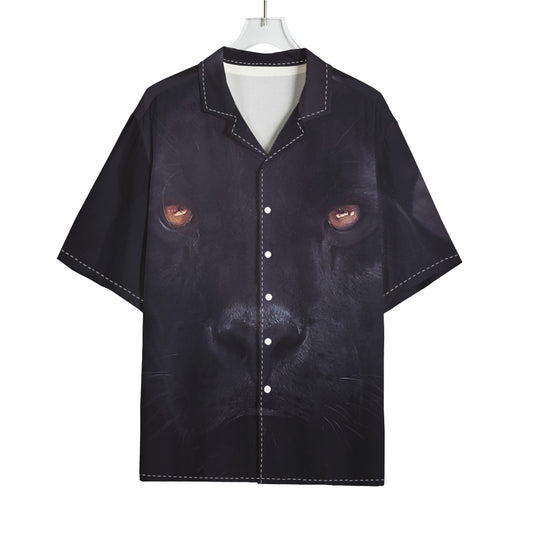 Black Jaguar Print Rayon Hawaiian Shirt