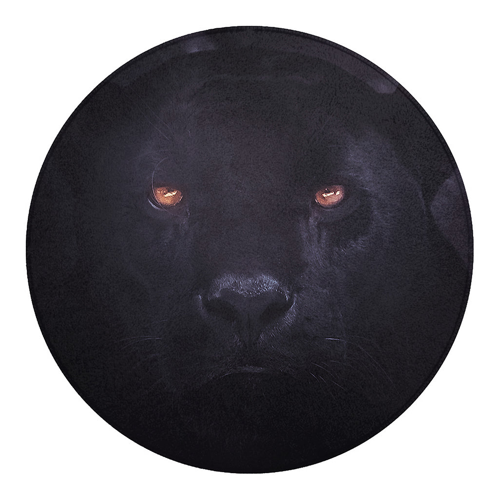 Black Jaguar Print Round Blanket